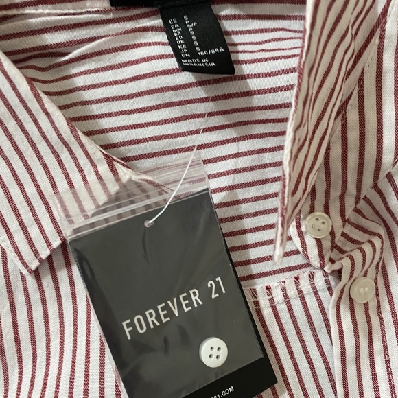 Forever 21 red striped hem button down shirt - Picture 4 of 4